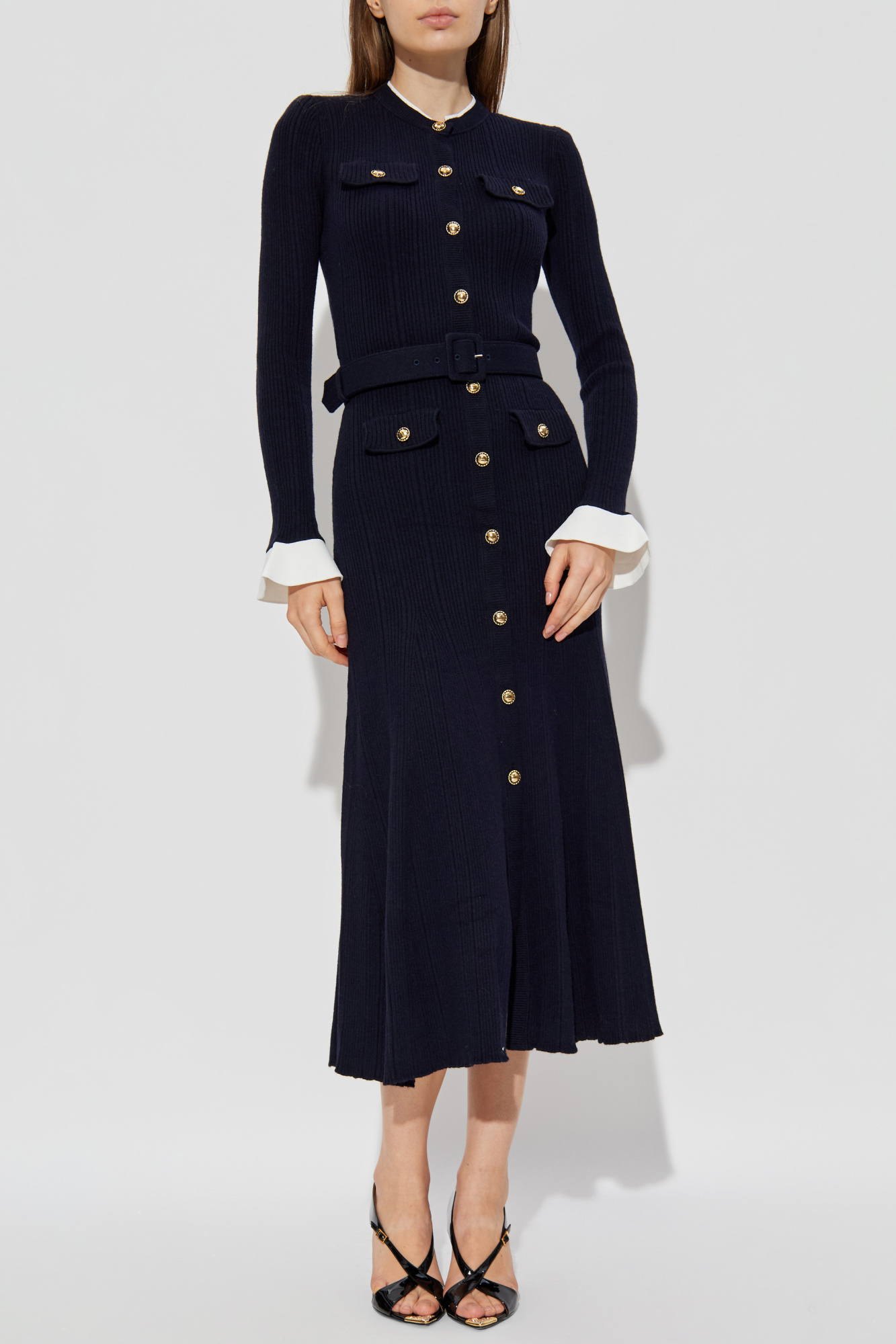 Navy blue Ribbed dress Self-Portrait - Vitkac Canada